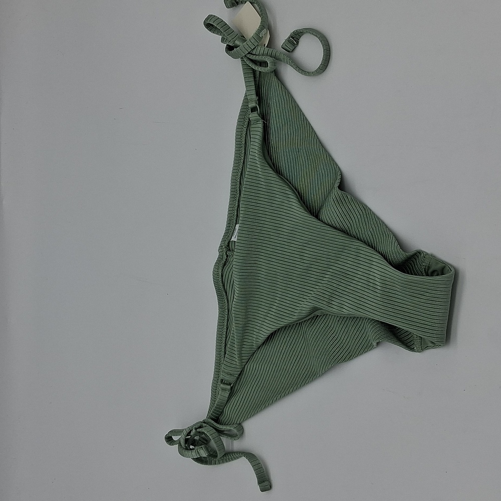 Aerie Shine Rib Tie Side Cheeky Bikini Bottom Olive Green XL